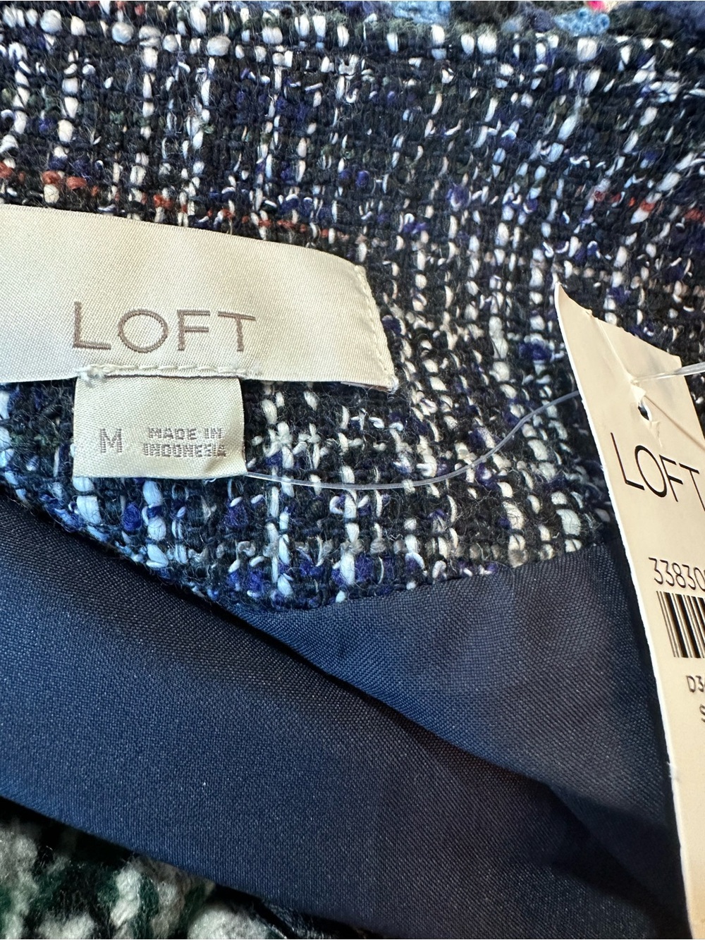 LOFT Navy Blended Tweed Collarless Blazer - Picture 2 of 6